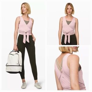 Lulu Lemon- Pink Wrap-Front Crop Tank Top